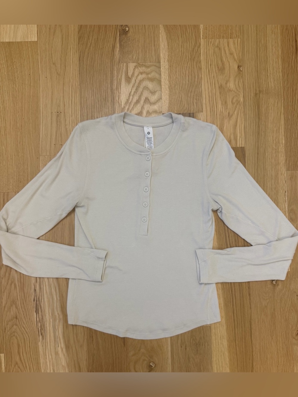 Lululemon Long-Sleeve Henley Top in Light Beige